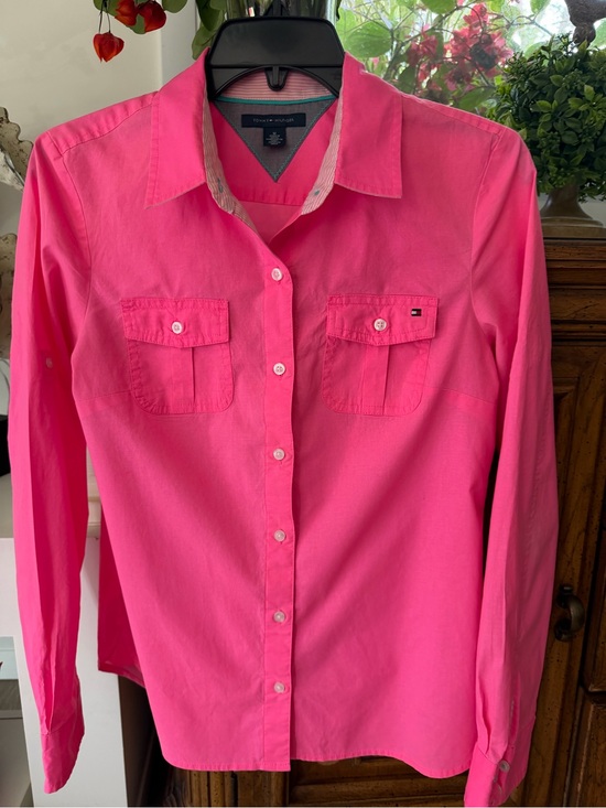 Tommy Hilfiger Tops - Tommy Hilfiger Bright Pink Button-Front Collared Shirt